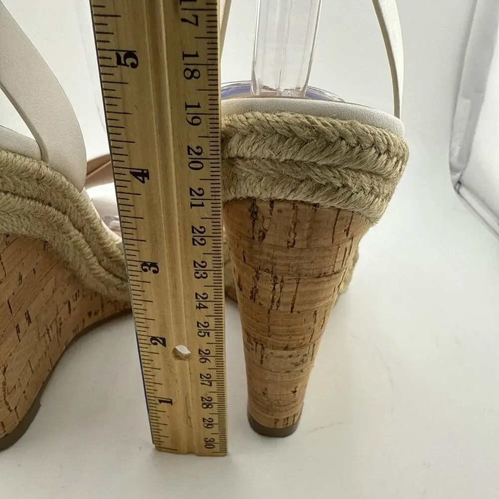 CHARLES by CHARLES DAVID White Brit Platform Wedge Leather Sandal Size 5.5 M NWB